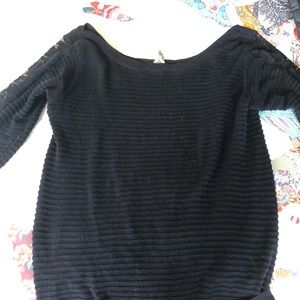 Vintage Free People Black Lace Pullover